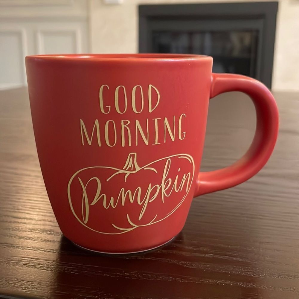 Indigo Good Morning Pumpkin Dark Orange/Red Mug with Pumpkin Excellent Condition